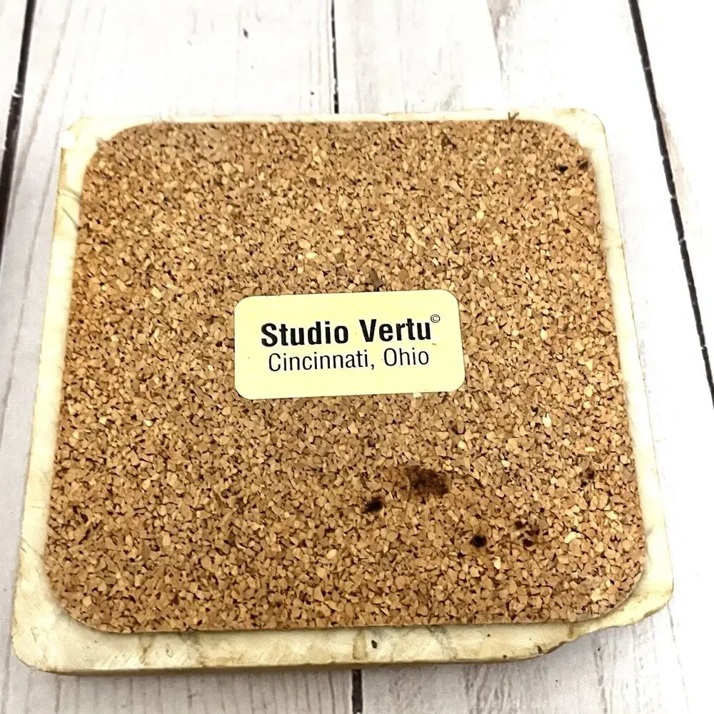Studio Vertu Stone Coaster Set 4 Fish Salmon Trout Travertine Rustic Lodge Decor